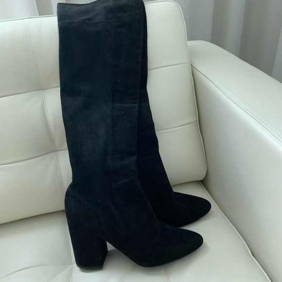 Cole Haan black suede side over the knee boot. - Picture 3 of 8